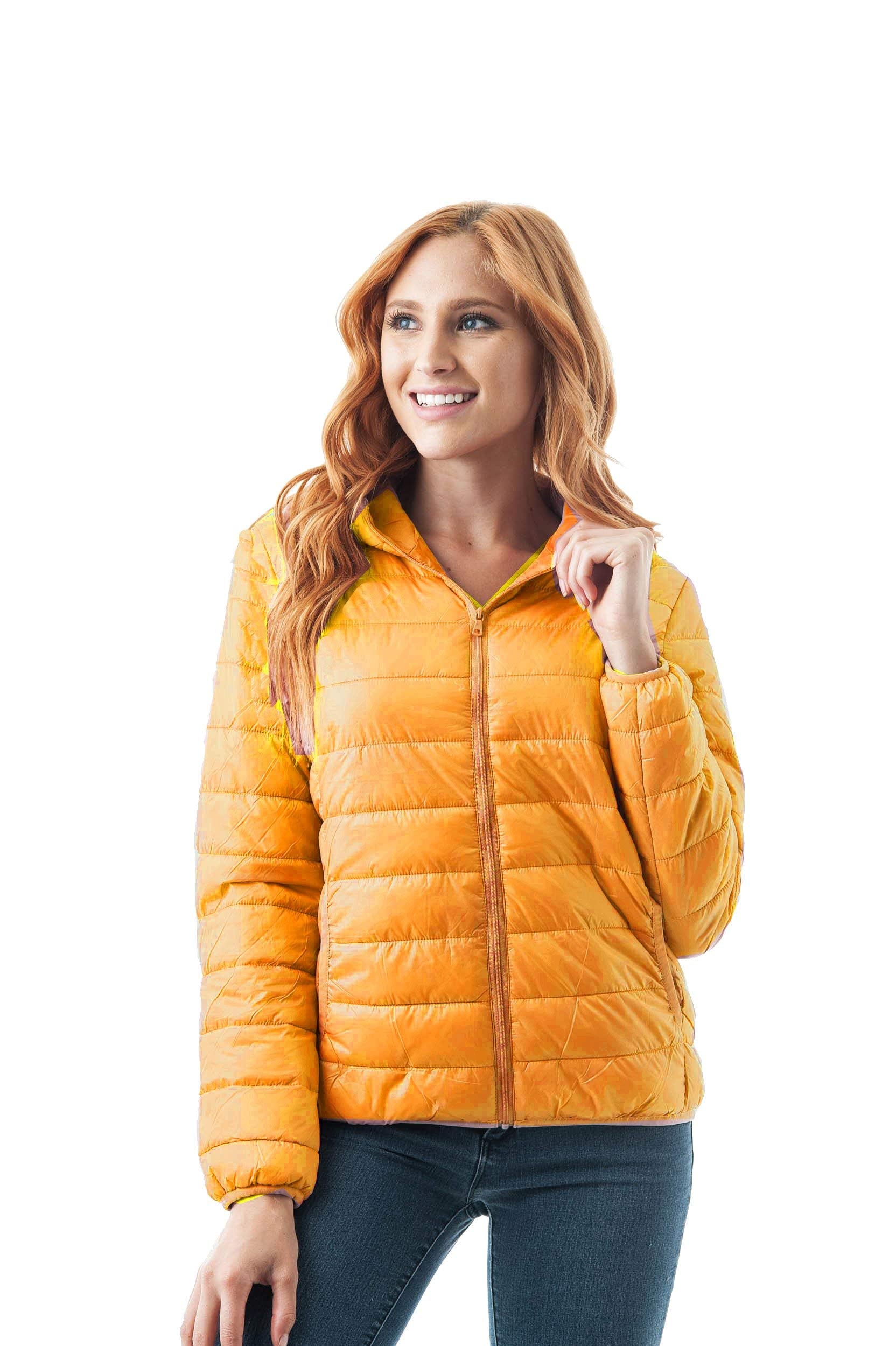 Khanomak Long Sleeve Light Weight Hooded Packable Down Jacket With Carry Bag