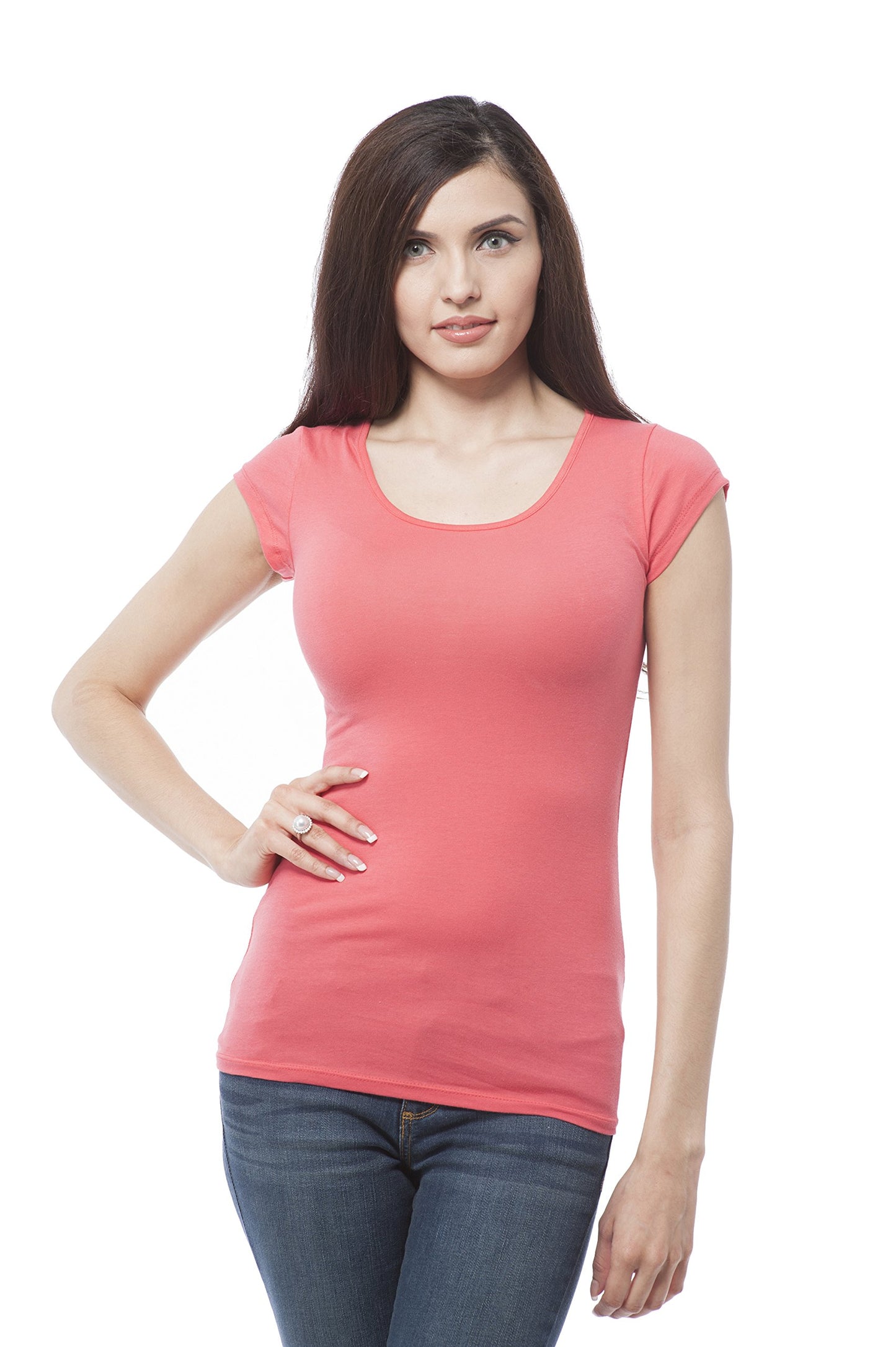 Women's Short Sleeve Basic Cotton Span Top Crop Back