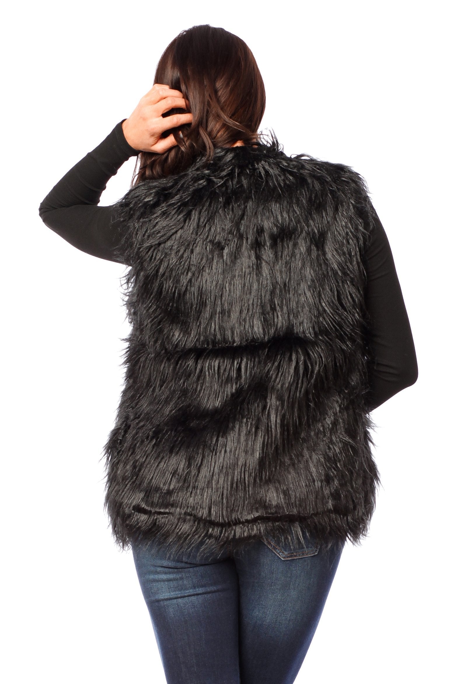 Hollywood Star Fashion Women's Artificial Sleeveless Faux Fur Coat Vest Jacket