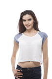 short sleeve color block crop top