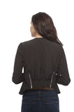 Long Sleeve Classic Solid Woven Blazer with Back Zipper Detail