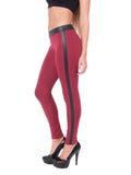 Hollywood Star Fashion Women's Leather Side Strip Full Length Stretch Leggings