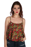 Floral crop top with linning with Bust Support adjustable straps