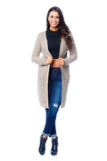 Waffle Knit Long Cardigan Sweater With Pockets