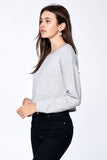 Khanomak Women's Long Sleeve Stripe Crewneck Sweatshirt Sweater Top