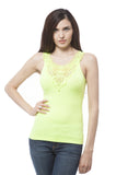 sleeveless Mesh Back lace front ribbed sides One Size Top