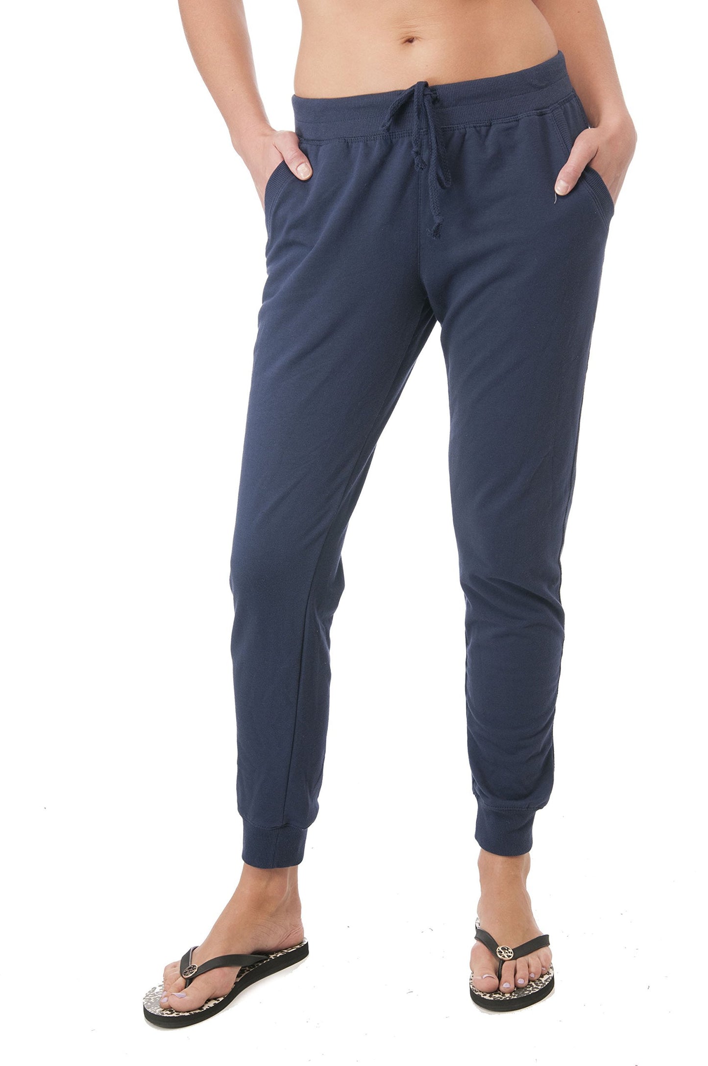 Khanomak Womens Drawstring with Front Pockets Casual French Terry Joggers Pants
