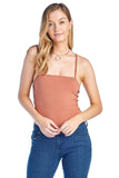 Women's Cami Adjustable Spaghetti Straps Side Cut-Out Ring Detail Thong Bodysuit