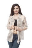 Vertical Stripe button down printed chiffon blouse