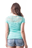 Khanomak Short Sleeve Round Neck Lace Top