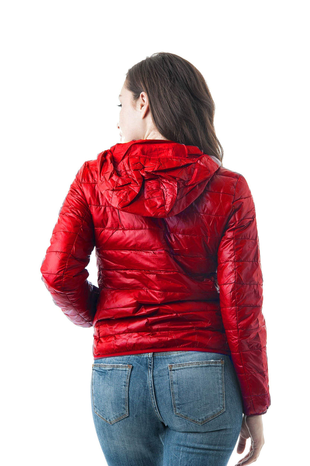 Khanomak Long Sleeve Light Weight Hooded Packable Down Jacket With Carry Bag