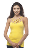 Hollywood Star Fashion Plain Front Strappy Top With Ribbed Sides