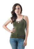 PlainSpaghetti Strap Front Cut Out Cami One Size Tank top