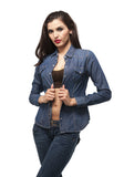 long sleeve botton up denim top