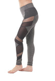 Khanomak Full Length Athletic Yoga Pants Double Mesh Trim Leggings
