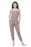 Adjustable Spaghetti Strap Halter Neck Printed Floral Jumpsuit