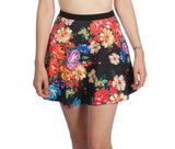 Hollywood Star Fashion Women's floral print Mini Circle skirt with elastic waist