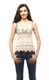 Hollywood Star Fashion Sleeveless Crochet Top with knit back