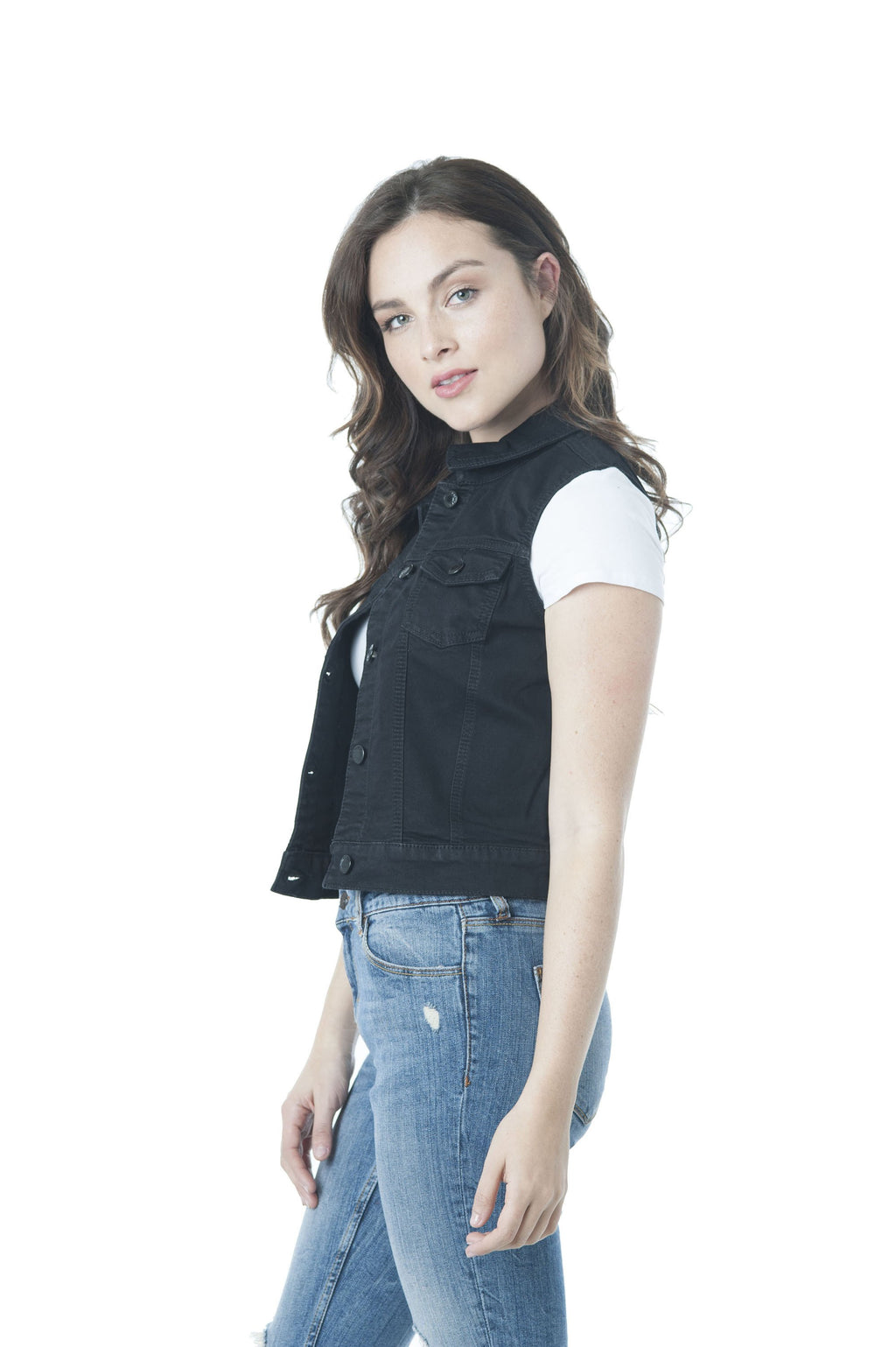 Sleeveless Button Up Denim Jacket Vest