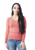Women's Long Sleeves V Neck Knit Sweater Top with Buttons1