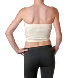 Basic Stretch Layering Seamless Tube Bra Cropped Top Casual Bandeau Juniors (One Size fits All, Ivory)
