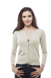 Hollywood Star Fashion 3/4 Sleeve Crew Neck Button up Cropped Cardigan Sweater Plus Size