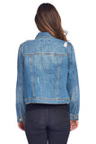 Classic Jean Distress Denim Basic Collar Button Front Jacket