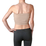 Basic Stretch Layering Seamless Tube Bra Cropped Top Casual Bandeau Juniors (One Size fits All, Khaki)