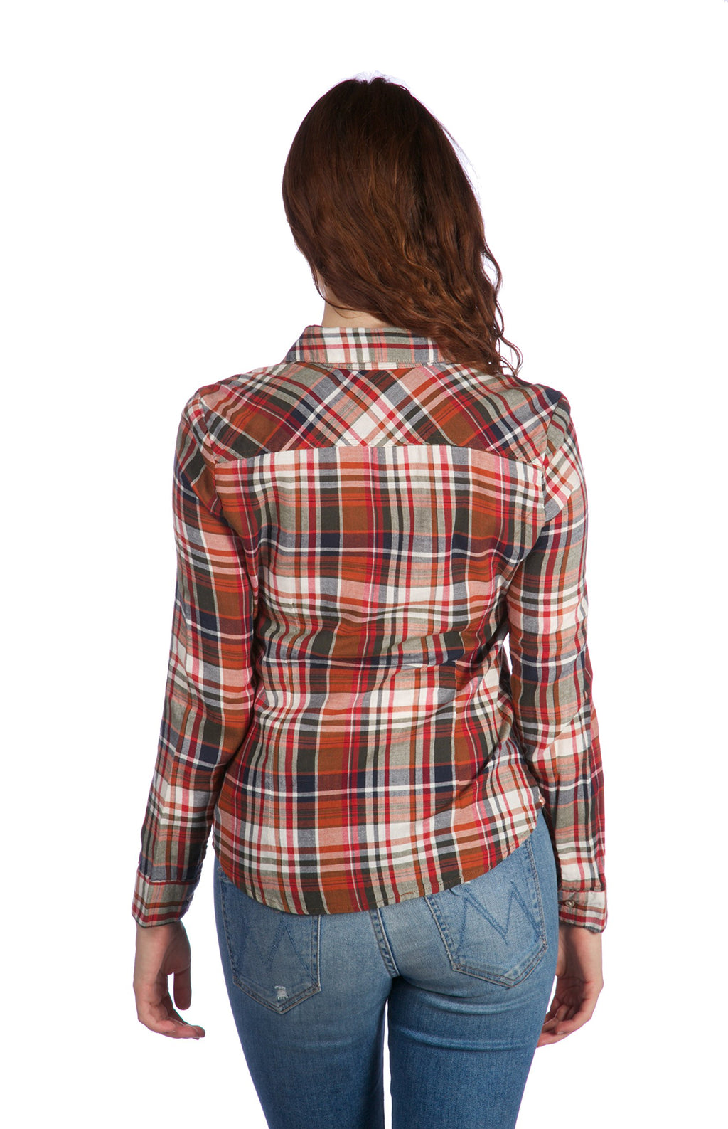 Flannel Button Up Long-Sleeve Shirt junior size