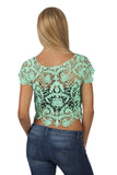 Hollywood Star Fashion Women's Scoopneck Floral Crotchet Crop Top