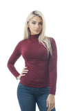 Plain Long Sleeve High Neck One Size Top