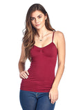 Hollywood Star Fashion Women's Spaghetti Strap Tank with Cups & Ribbed Sides