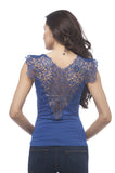 Sleeveless lace trim detail front and back with ribbed sides