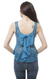 Sleeve Less Sequin lace Ribbon Back Peplum top