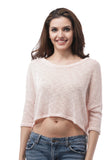 Batwing crop top with knit design on back