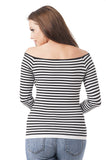Striped Long Sleeve Off The Shoulder One Size Top