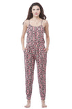 Adjustable Spaghetti Strap Halter Neck Printed Floral Jumpsuit