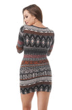 Aztec Print 3/4 Sleeve Mini Dress