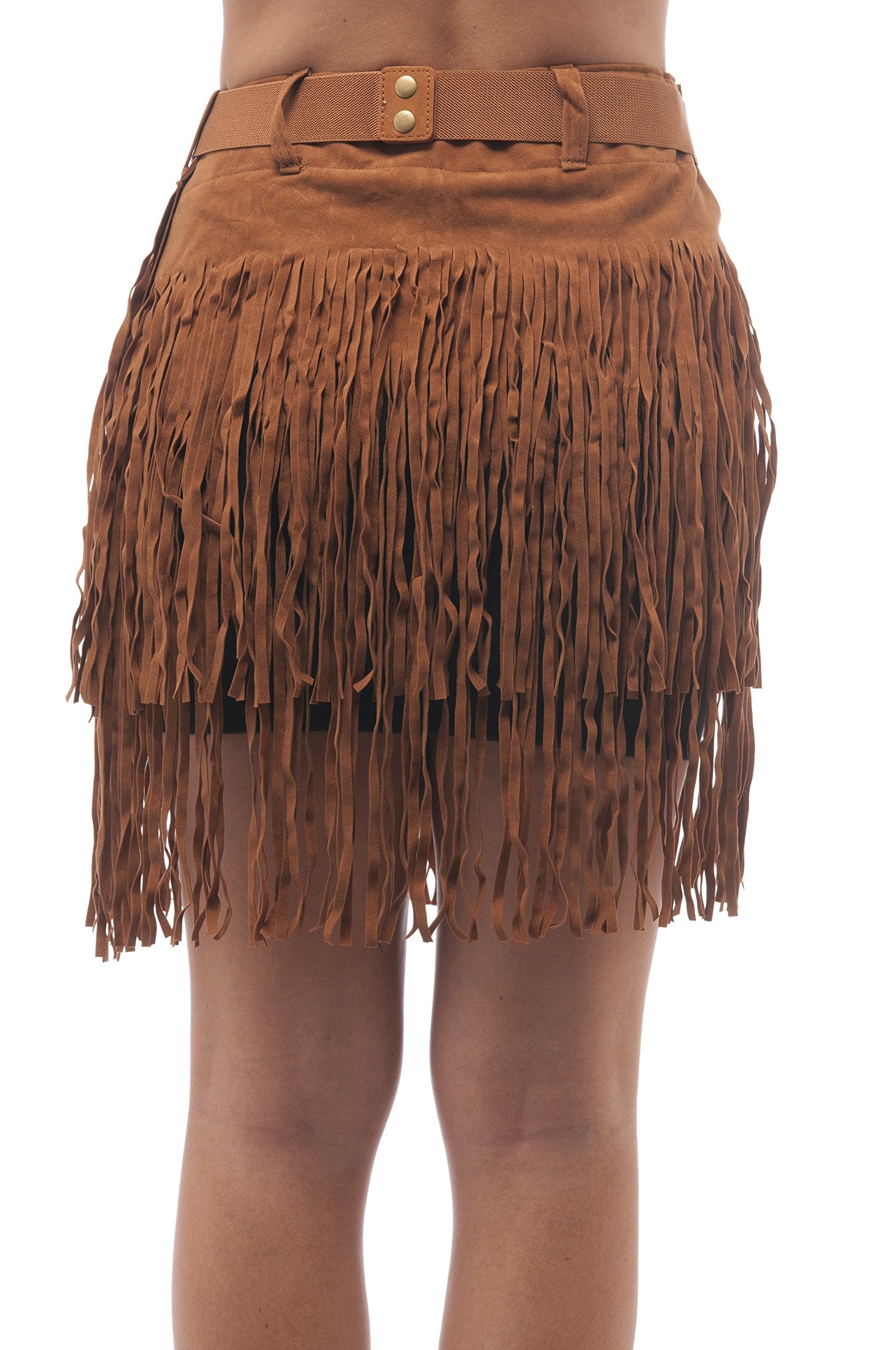 Women's One Size Fringe Velvet Belt Costume Skirt