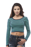 Long Sleeve Stripe Knit Crop Sweater