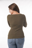 Khanomak Long Sleeve V Neck Ribbed Sweater