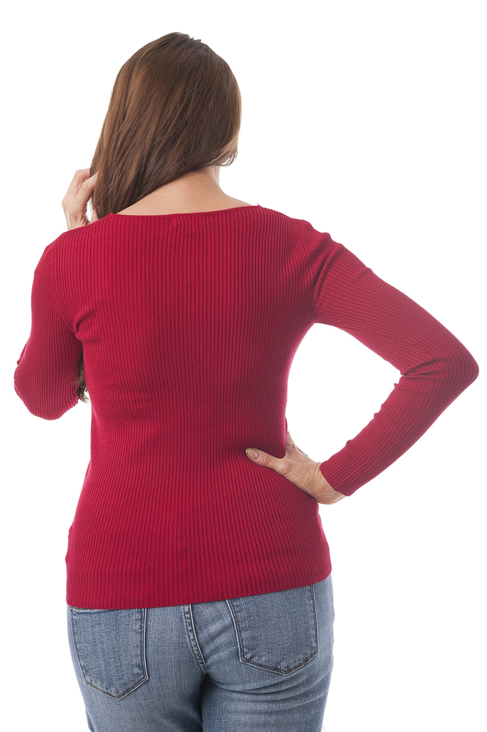 Khanomak Long Sleeve V Neck Ribbed Sweater