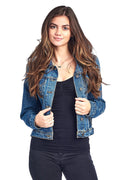 Khanomak Classic Jean Distress Denim Basic Collar Button Front Jacket