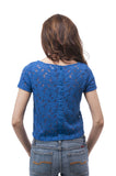 short sleeve Floral lace Top with back buttons