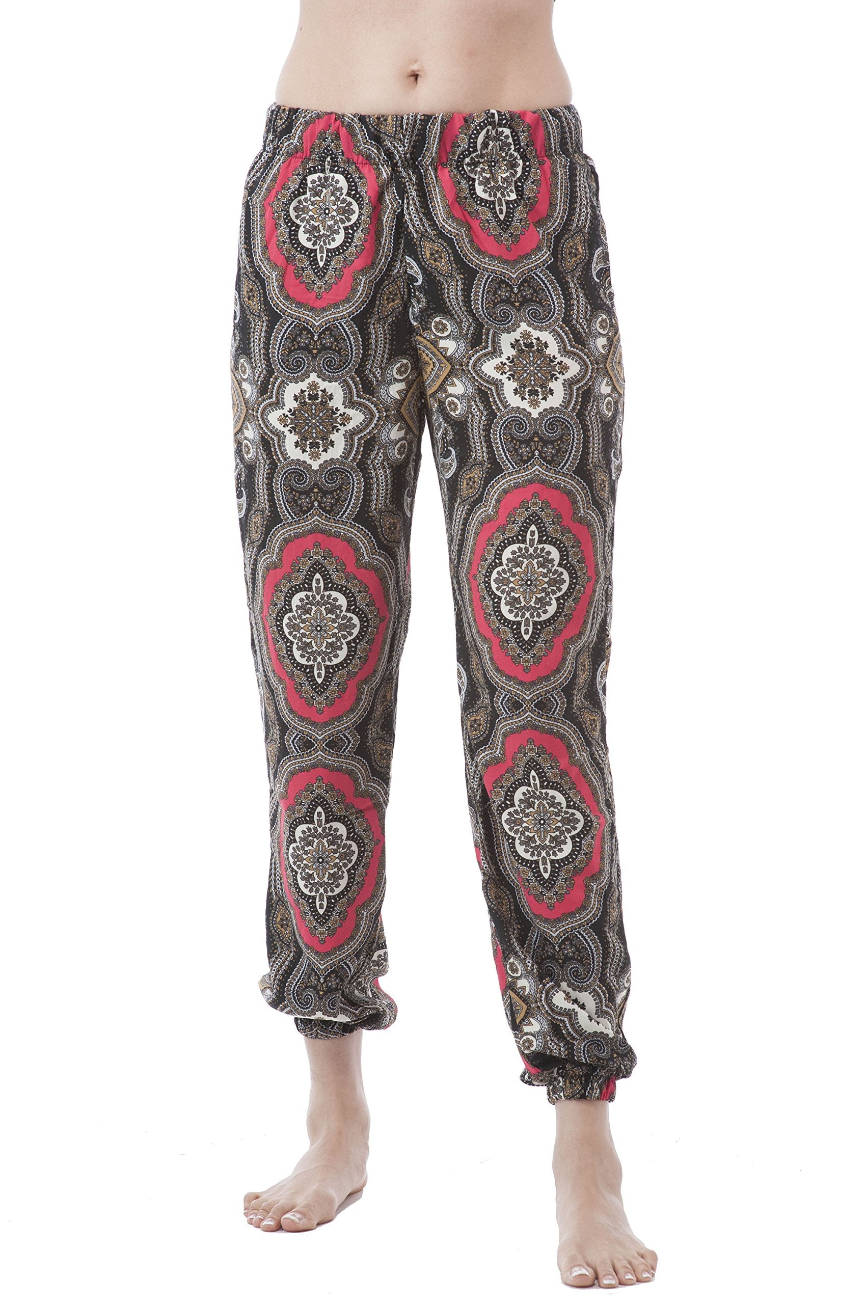 Hollywood Star Fashion Coachella Printed Loose fit Harem Pants Cuffed Ankle