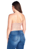 Cami Lace V Neck Sheer Back Adjustable Straps Bodysuit