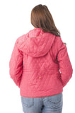 Khanomak Waist Drawstring Quilted Padding Hoodie Jacket