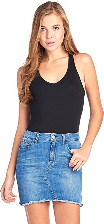Sleeveless V Neck Solid Racer Back Snap Bottom Bodysuit