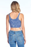 Women's Cotton Sleeveless Scoopneck Casual Basic Mineral Washed Tank Crop Top