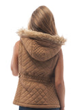 Hollywood Star Fashion Quilted Padded Vest With Fur On The Hoodie